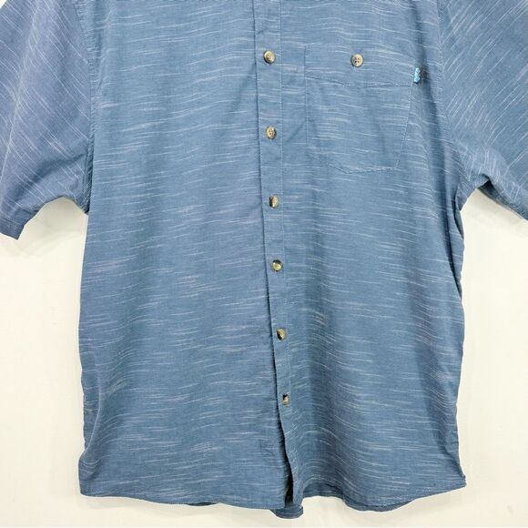 Kavu Blue Mottled Button Up Short Sleeve Casual Performance Shirt - Picture 5 of 15